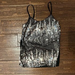 Black Tank Top with Gold AND Silver Sequins